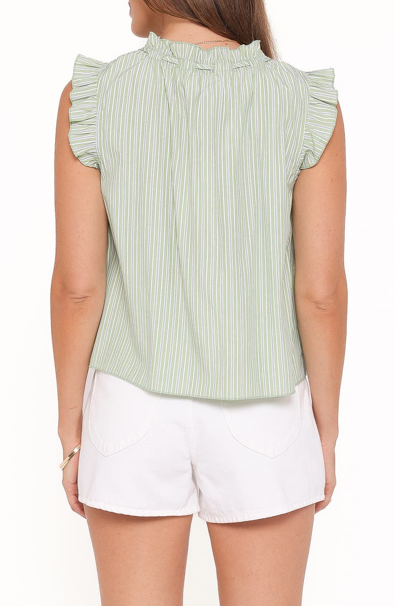 Petal & Pup Luisa Ruffle Trim Stripe Shirt, Alternate, color, Green/ White