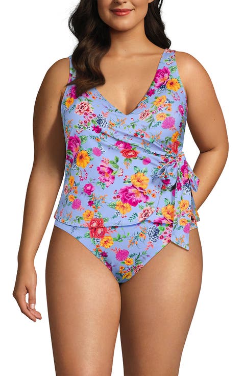 Plus Size DD-Cup Side Tie Tankini Top