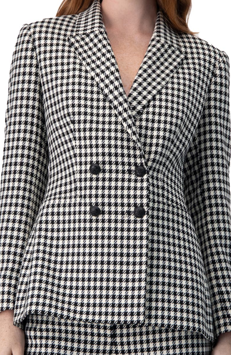 IVONNE Double-Breasted Houndstooth Blazer, Alternate, color, Black