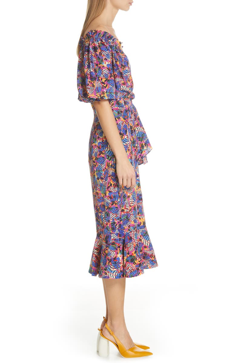 SALONI Olivia Silk Midi Dress, Alternate, color, 