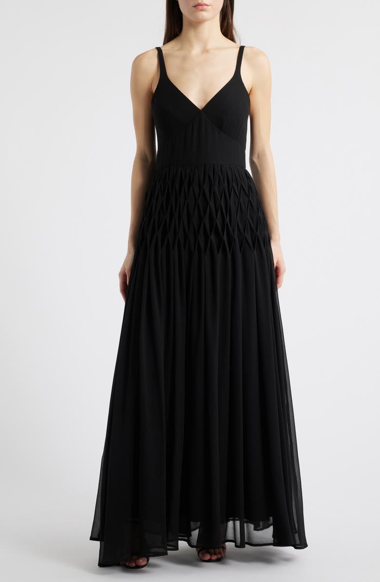 Hutch Diamond Pleat Detail Maxi Dress, Main, color, Black
