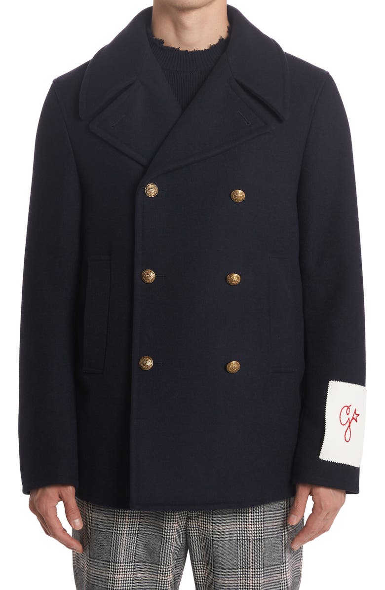 Golden Goose Double Breasted Virgin Wool Blend Jacket, Main, color, Dark Navy