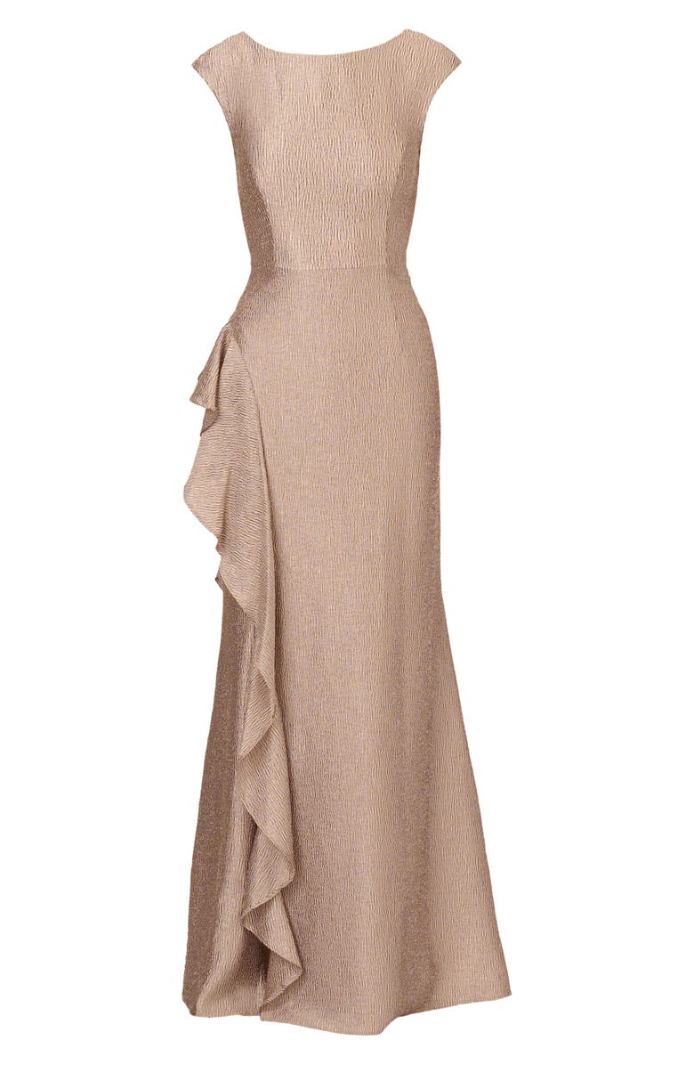Adrianna Papell Shimmer Jacquard Cascade Ruffle Gown, Alternate, color, 
