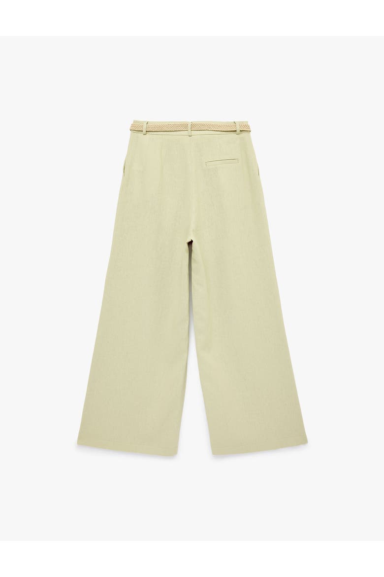 Belted Linen Wide Leg Trousers, Alternate, color, SAGE