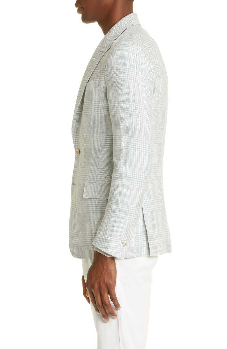 Eleventy Prince of Wales Plaid Linen, Wool & Silk Sport Coat, Alternate, color,