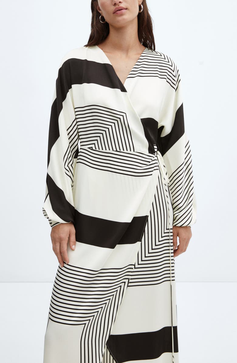 MANGO Print Long Sleeve Wrap Dress, Alternate, color,