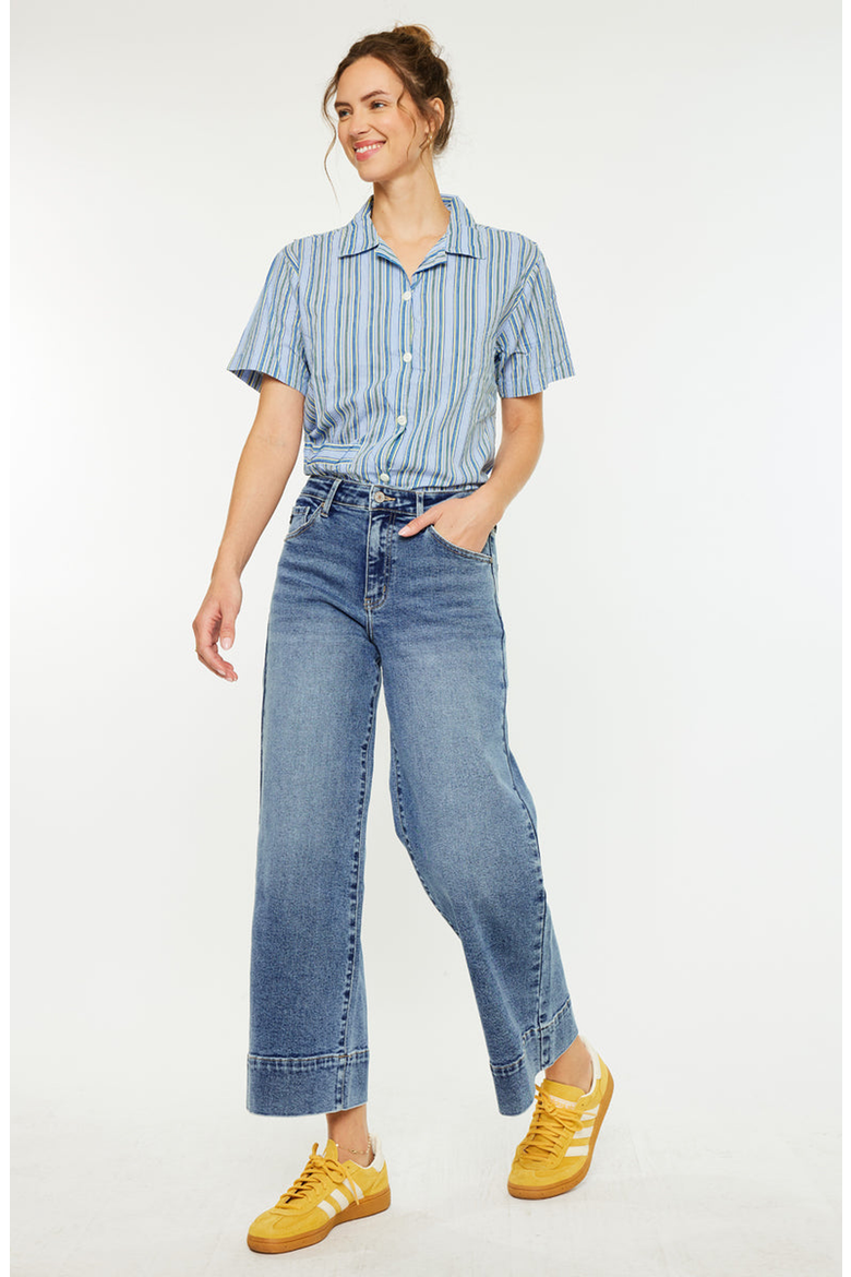 Nessa High Rise Crop Wide Leg Jeans, Alternate, color, Dark Wash