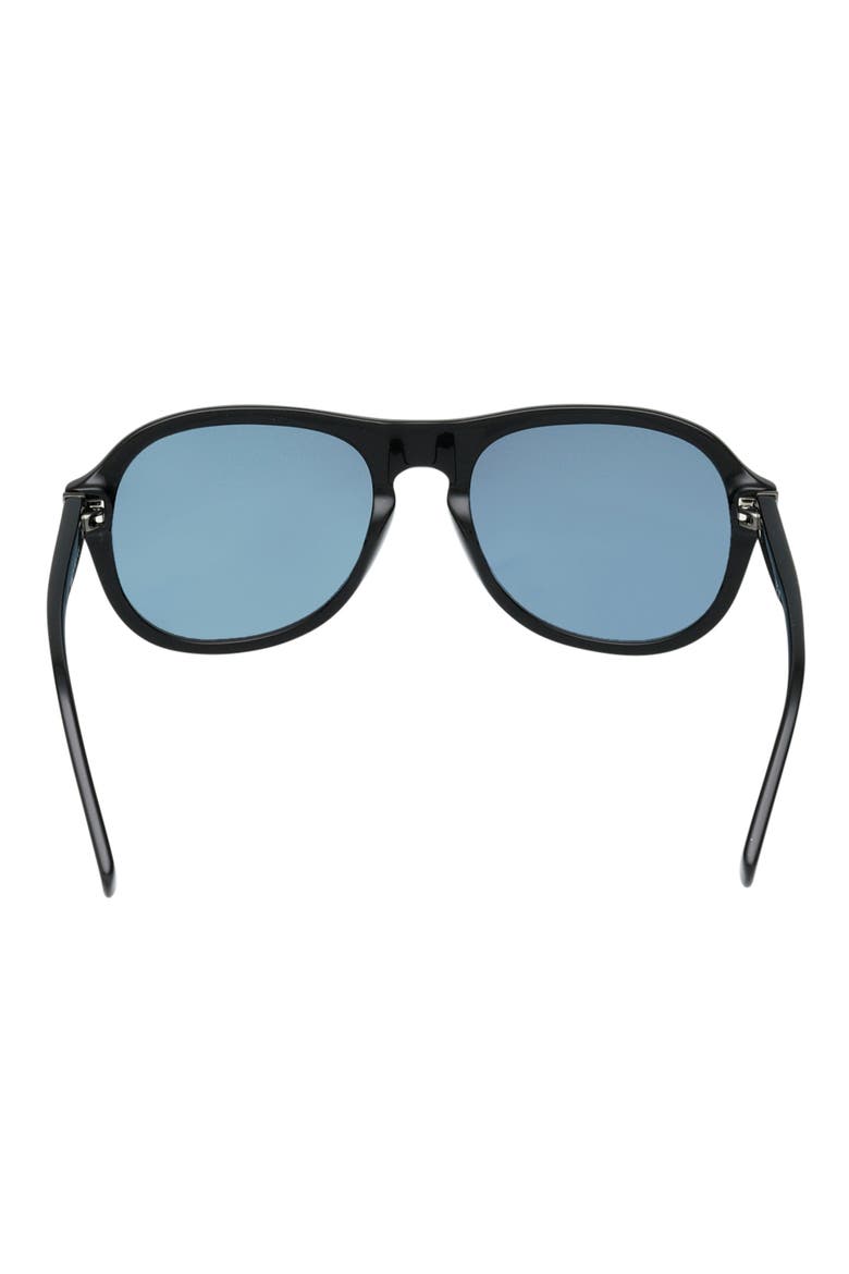 55mm Oval Sunglasses, Alternate, color, SHINY BLACK / BLUE