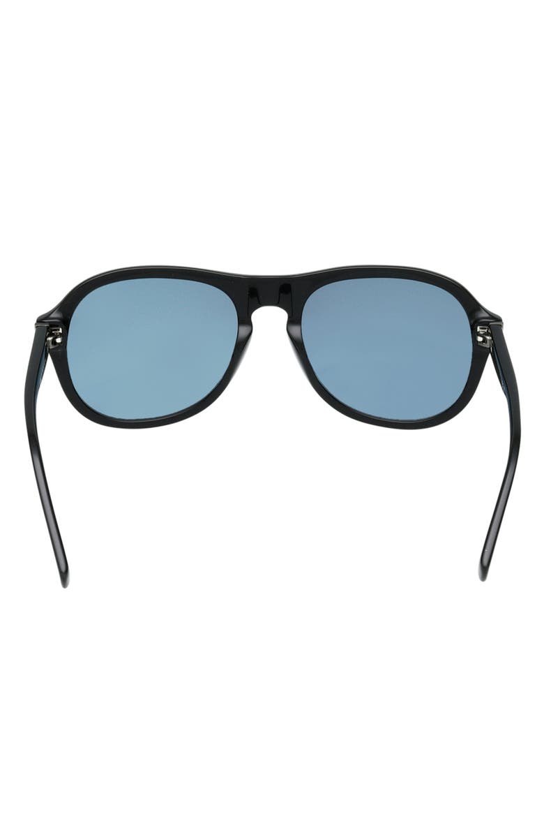 ABERCROMBIE & FITCH 55mm Oval Sunglasses, Alternate, color, Shiny Black / Blue