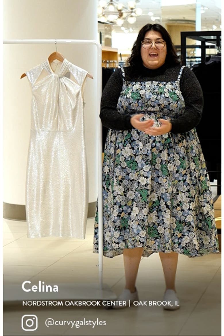 Sequin Front Twist Keyhole Midi Dress video
