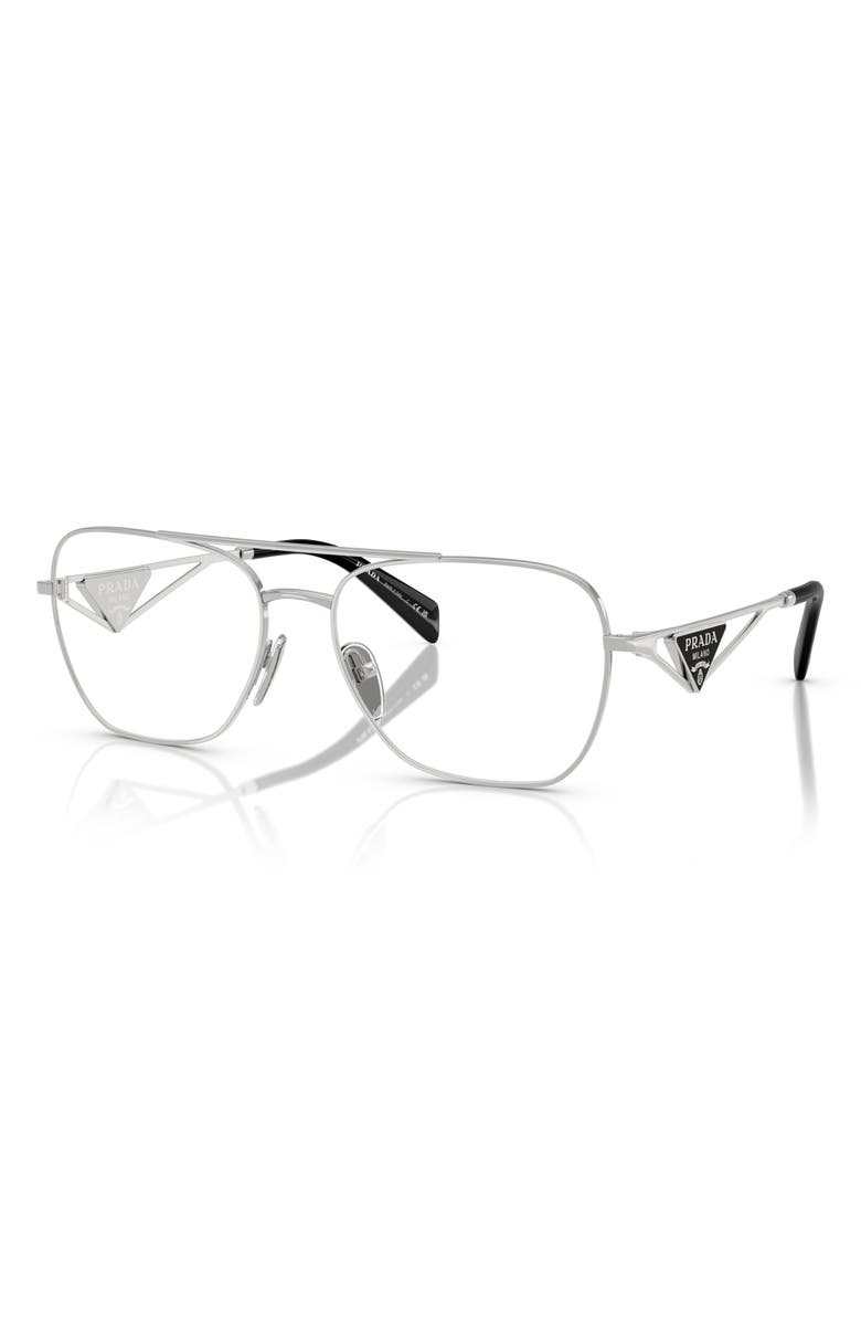 Prada 59mm Pilot Optical Glasses, Alternate, color, Silver