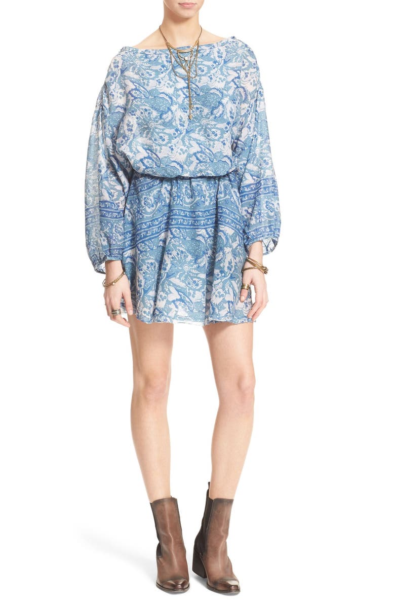 Free People 'Silver Sun' Blouson Minidress, Main, color, 