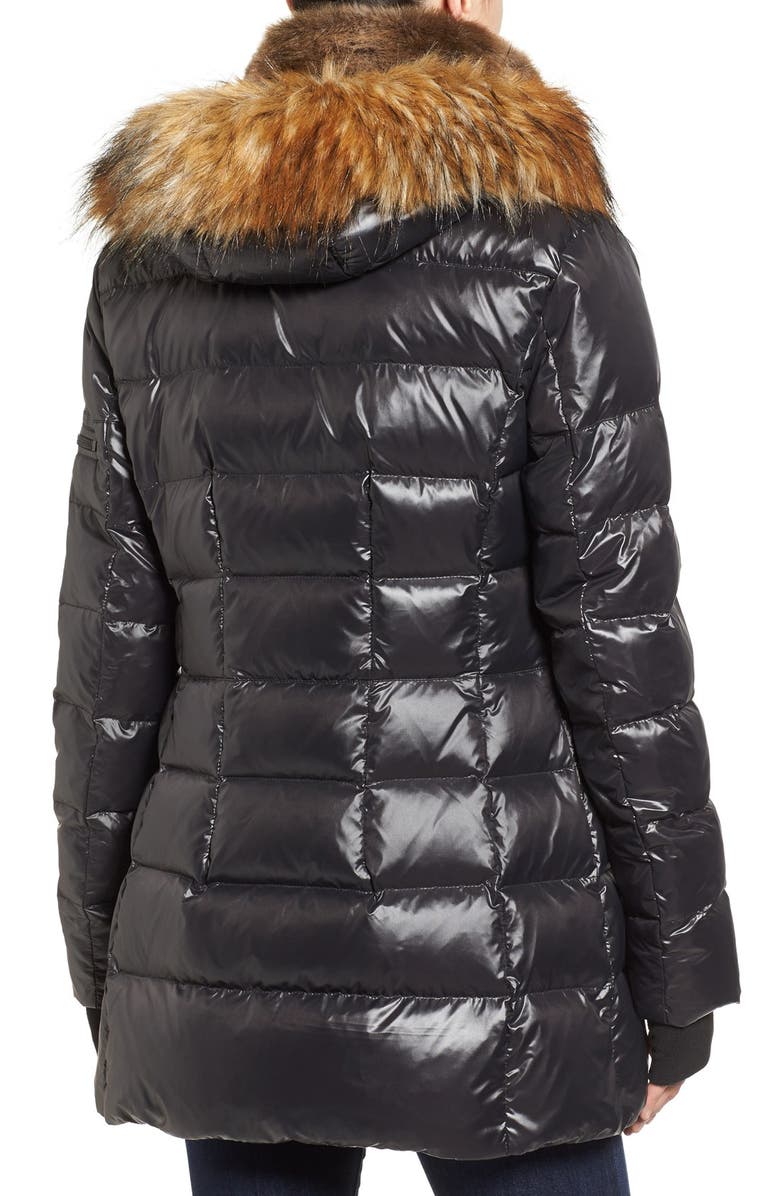 S13 'Chelsea' Gloss Down Jacket with Removable Hood and Faux Fur Trim, Alternate, color, 