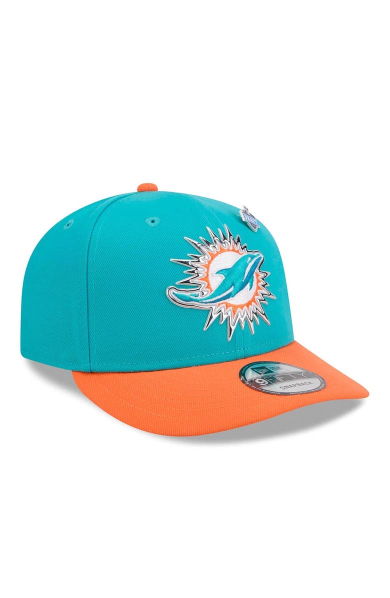 New Era Men's New Era  Aqua/Orange Miami Dolphins 2026 NFL Draft On Stage Pre-Curved 9FIFTY Snapback Hat, Alternate, color, Aqua