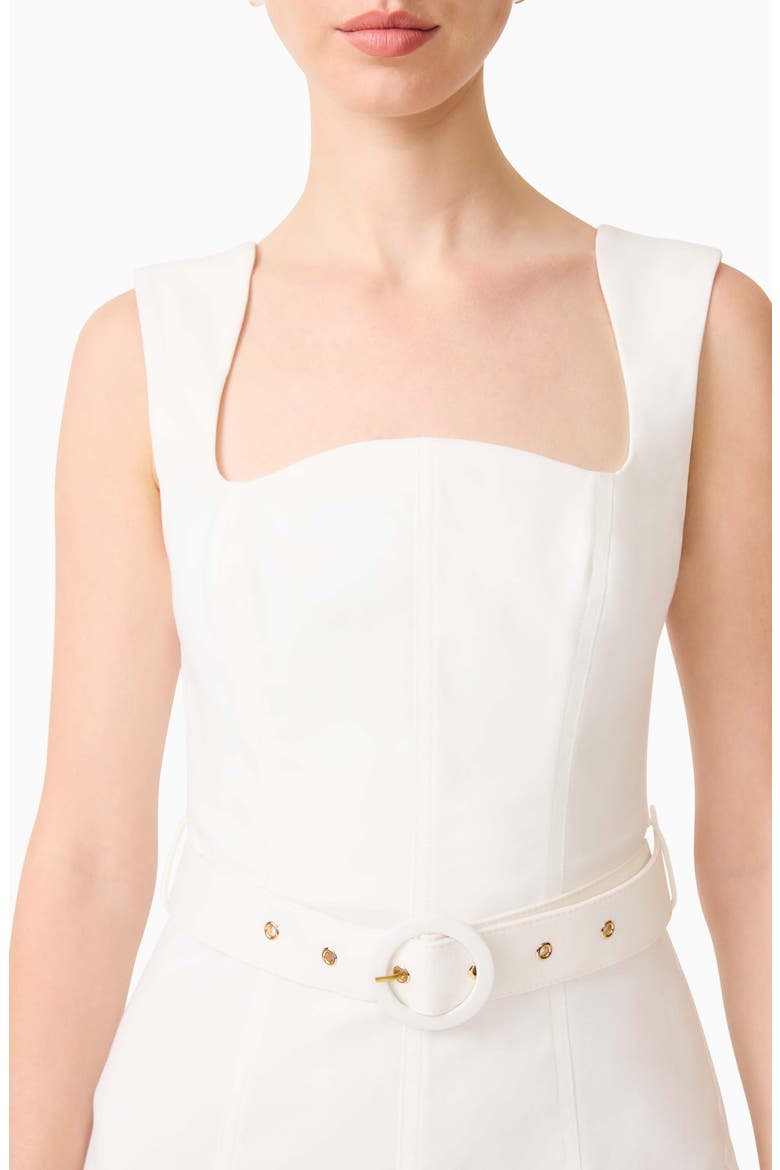 Nydia Belted Cotton Blend Sheath Dress, Alternate, color, WHITE