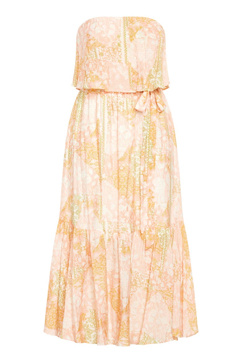 Pia Floral Strapless Maxi Dress, Alternate, color, SUNKISSED