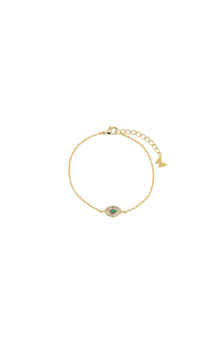 BY ADINA EDEN Emerald Green X Baguette Evil Eye Bracelet, Main, color, Emerald Green