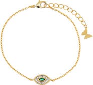 BY ADINA EDEN Emerald Green X Baguette Evil Eye Bracelet