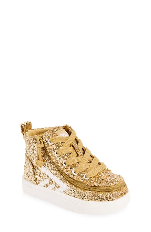 BILLY Footwear Kids' Classic Glitter High Top Sneaker in Champagne Glitz 