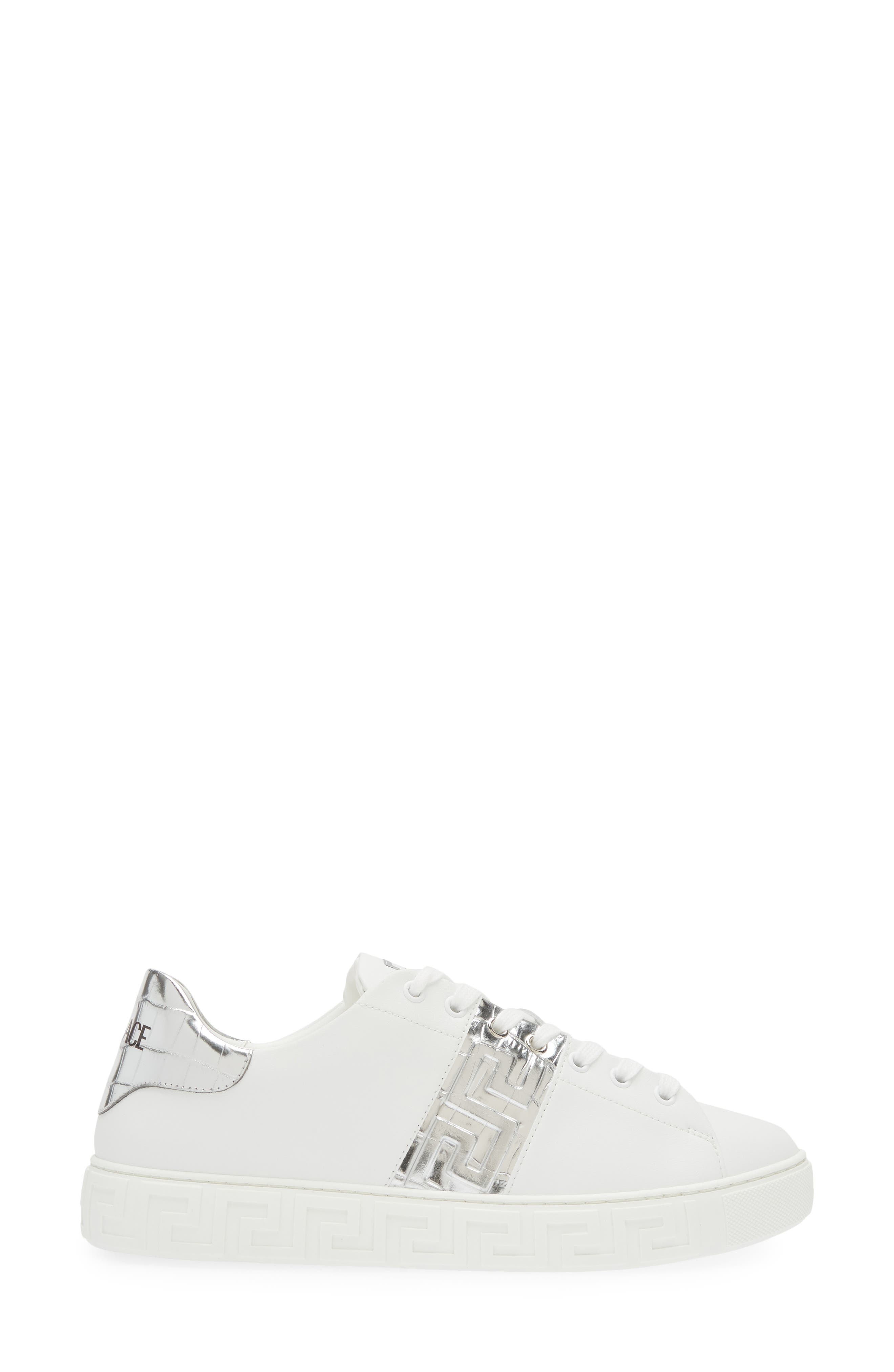 Versace Greca Croc Embossed Panel Sneaker, Alternate, color, 
