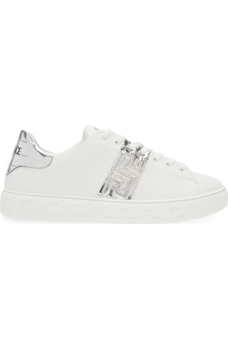 Versace Greca Croc Embossed Panel Sneaker, Alternate, color,