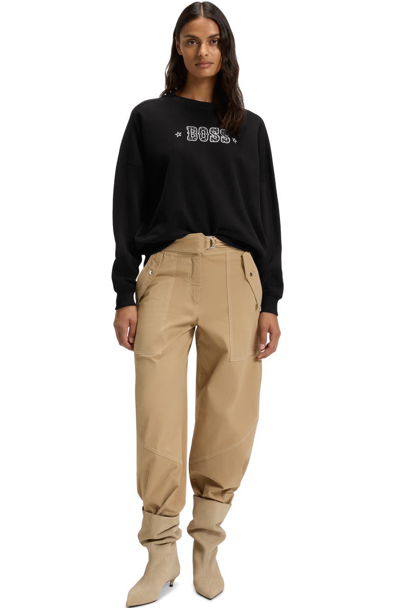 BOSS Orange Star Logo Embroidered Sweatshirt, Alternate, color, Black