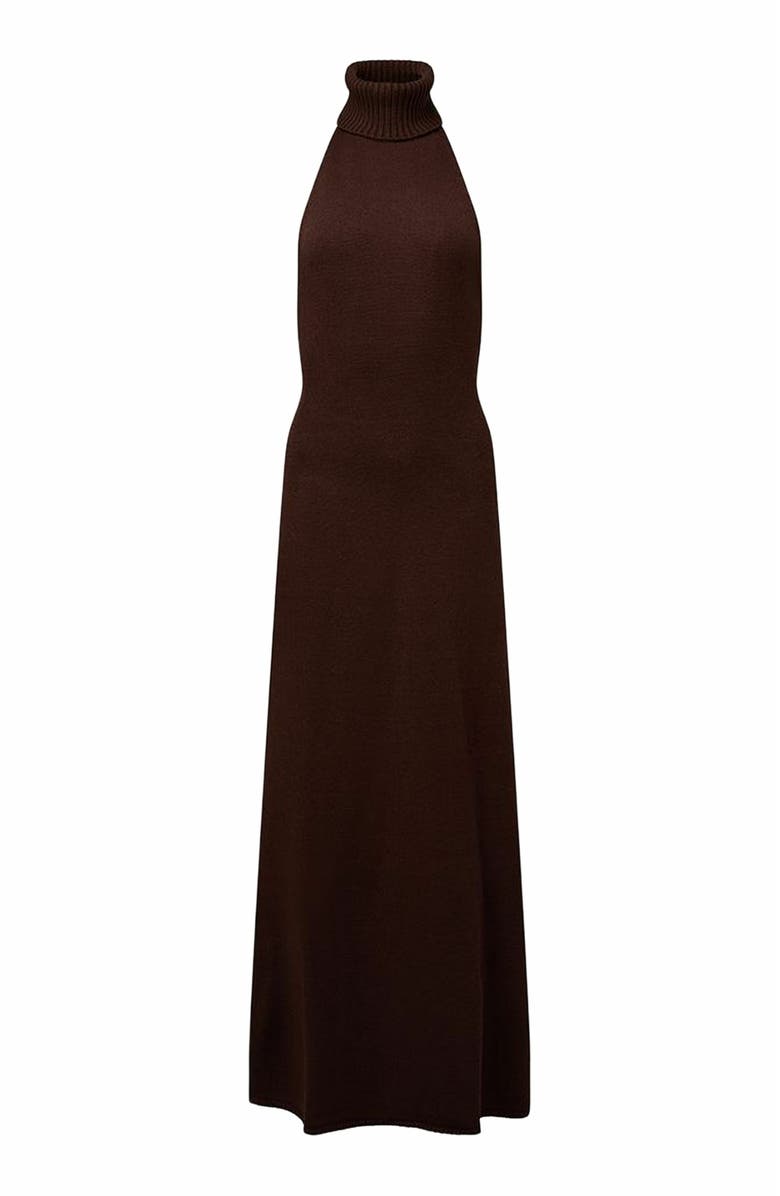 WeWoreWhat Open Back Halter Maxi Dress, Main, color, Brown