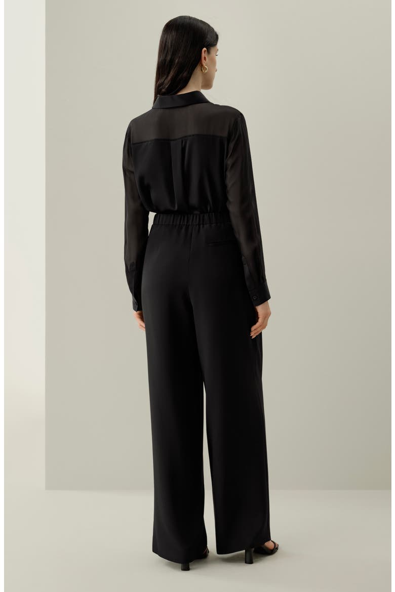 Women's Button Down Silk Organza Shirt, Alternate, color, Black
