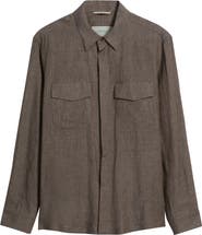 Canali Relaxed Fit Linen Overshirt