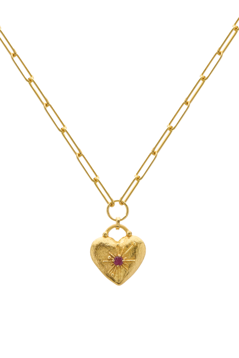 Love You Large Heart Necklace, Main, color, Yellow Gold