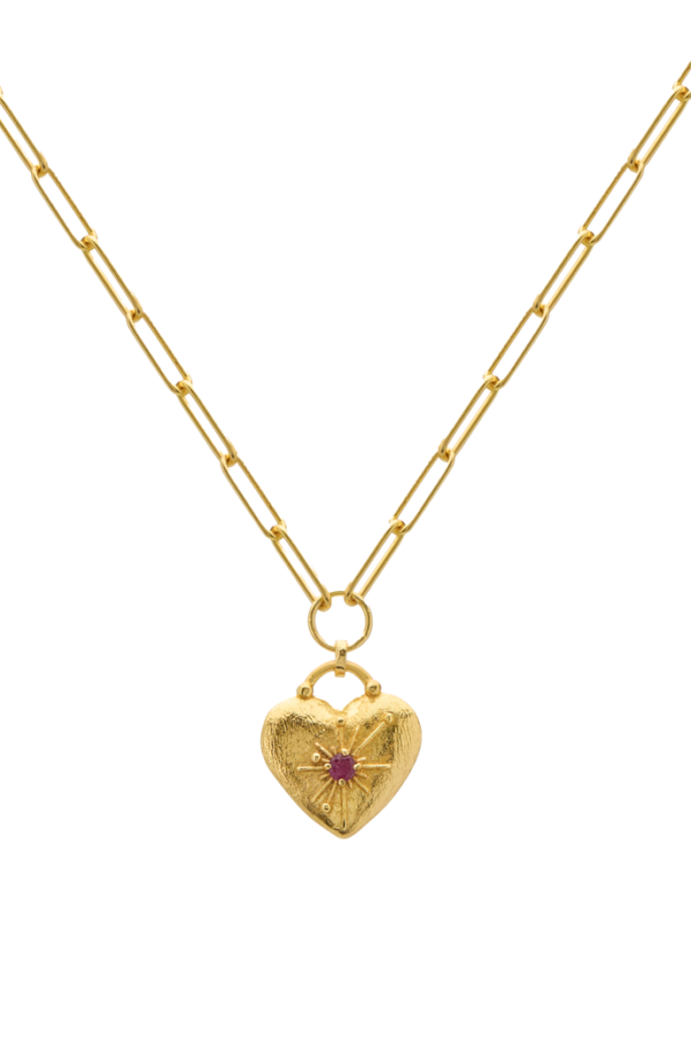 Murkani Love You Large Heart Necklace, Main, color, Yellow Gold