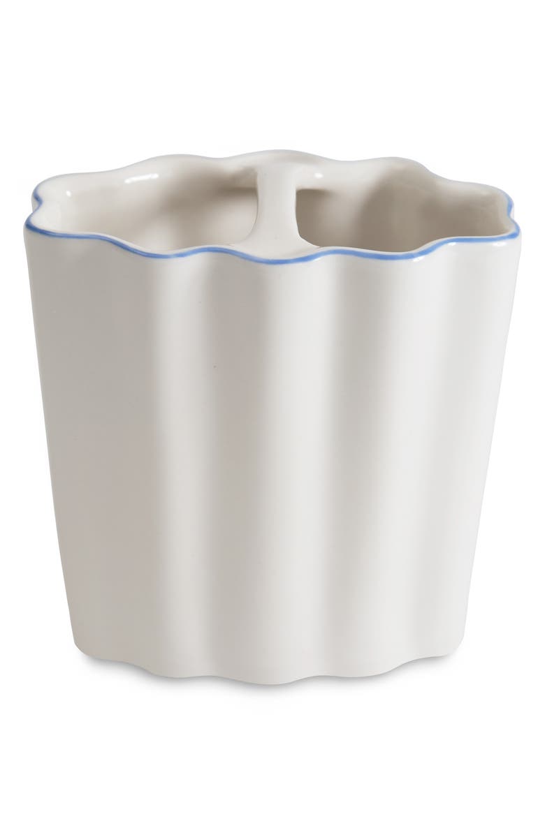 Kassatex Le Marais Porcelain Toothbrush Holder, Main, color, White/ Cornflower Blue