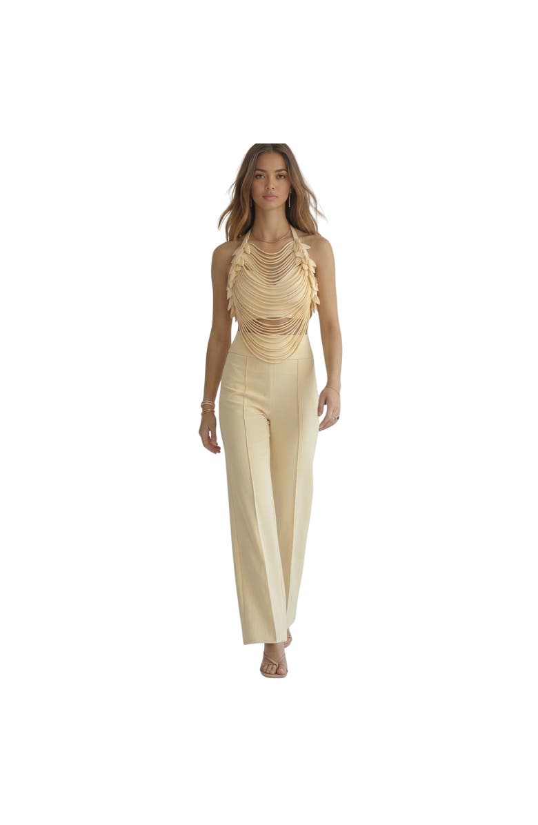 AKALIA The Aurelia Draped Petal Halter Top, Main, color, Pale Yellow