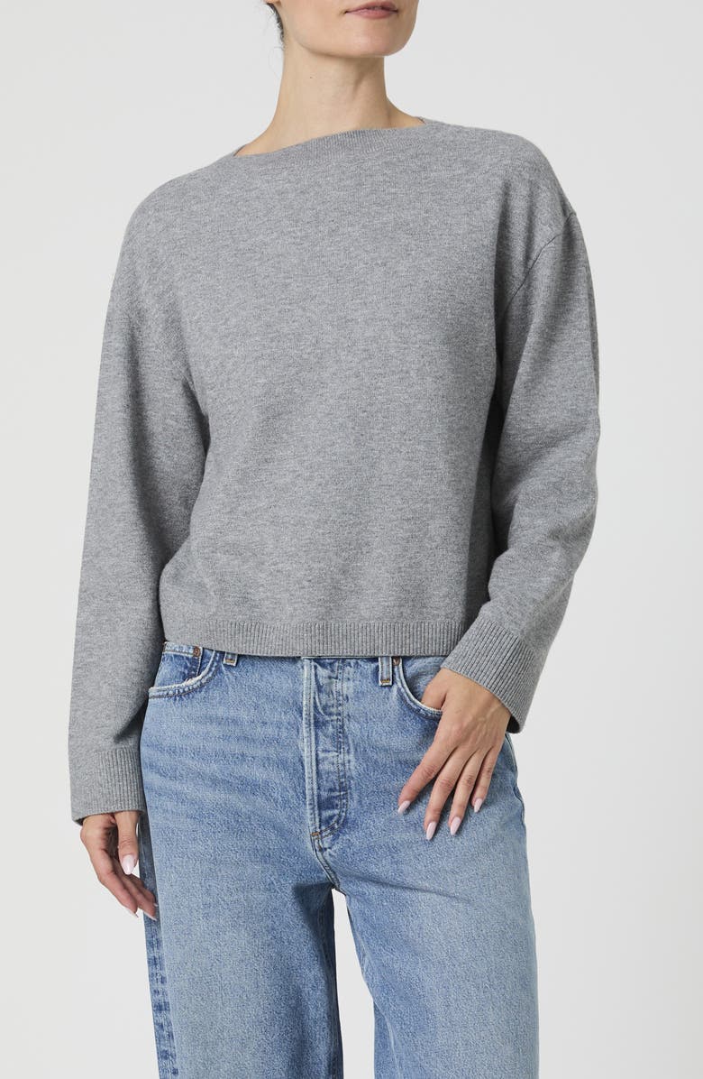 French Connection Boat Neck Drop Shoulder Sweater, Main, color, Grey
