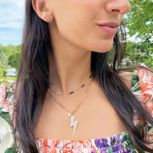 The Lovery Fine Jewelry Lapis Bar Chain Necklace In Blue