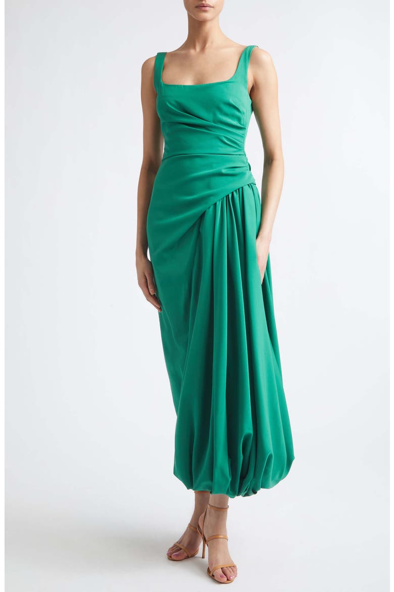 Asymmetric Faille Bubble Dress, Alternate, color, FERN