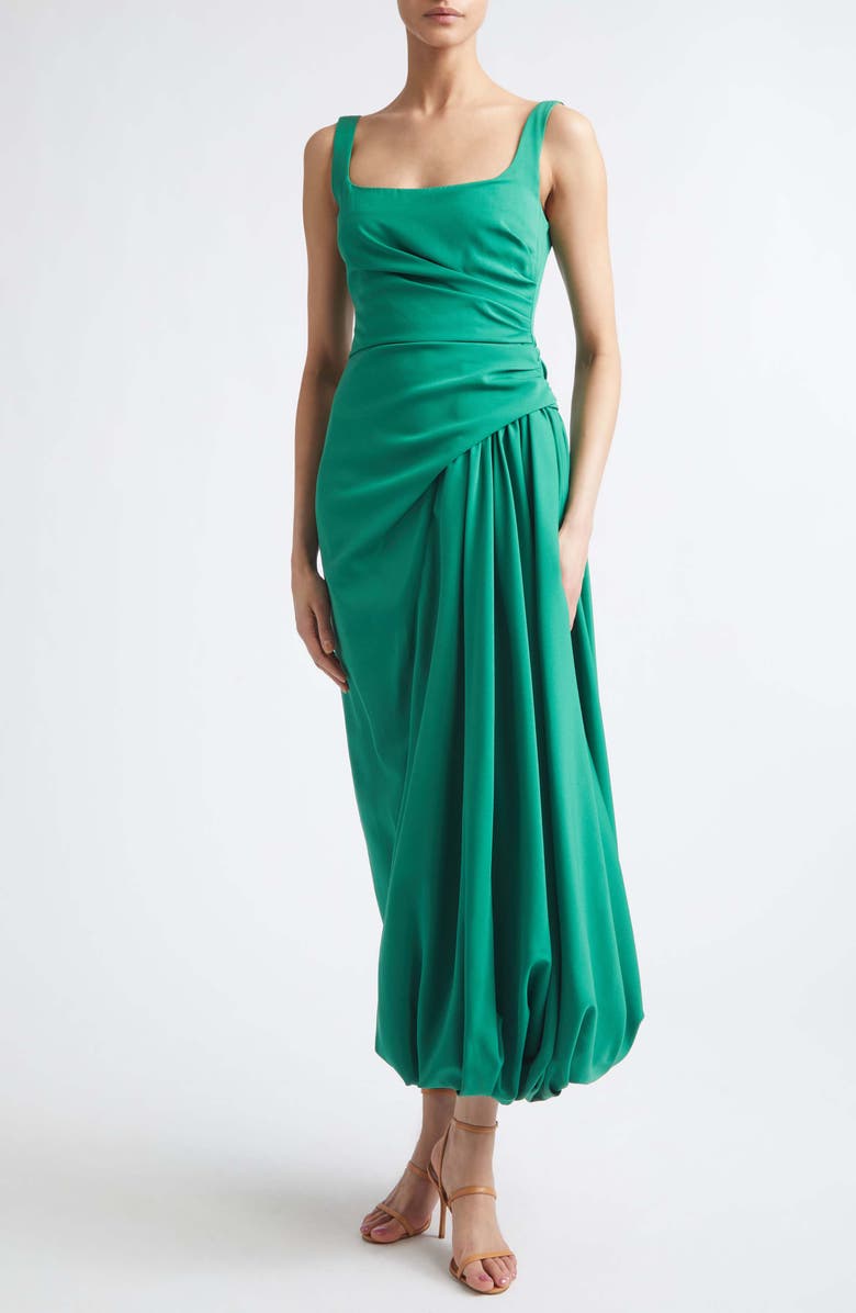 Lela Rose Asymmetric Faille Bubble Dress, Alternate, color, Fern