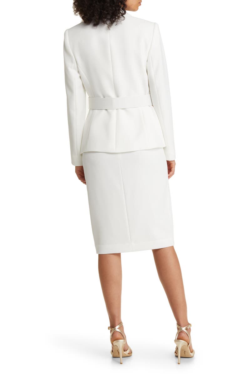 Tahari ASL Nested Belted Jacket and Skirt, Alternate, color, Ivory