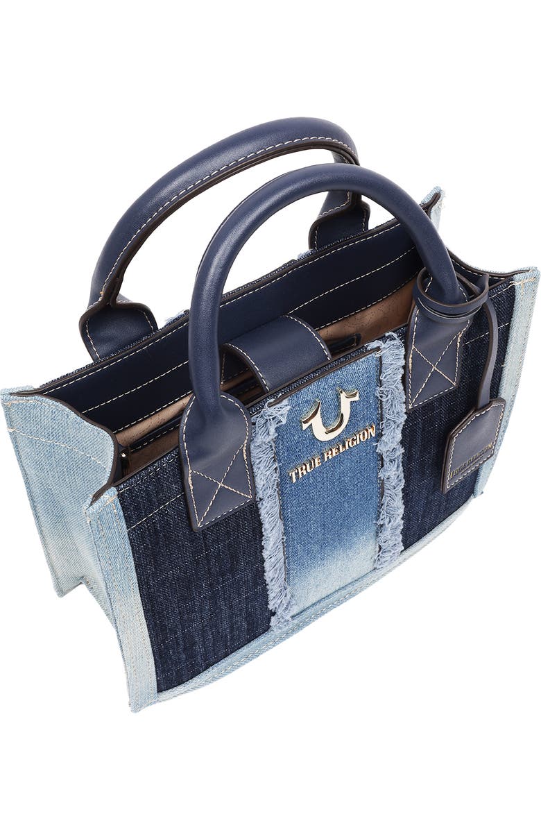 True Religion Frayed Denim Modern Tote Bag, Alternate, color, Denim/ Blue