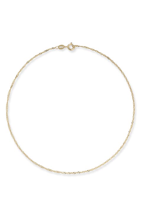 14K Gold Singapore Chain Anklet