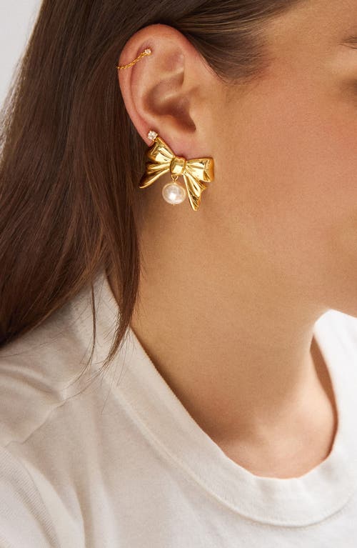 Baublebar Faux Pearl Bow Drop Earrings In Gold