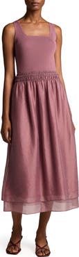 Vince Square Neck Sleeveless Midi Dress