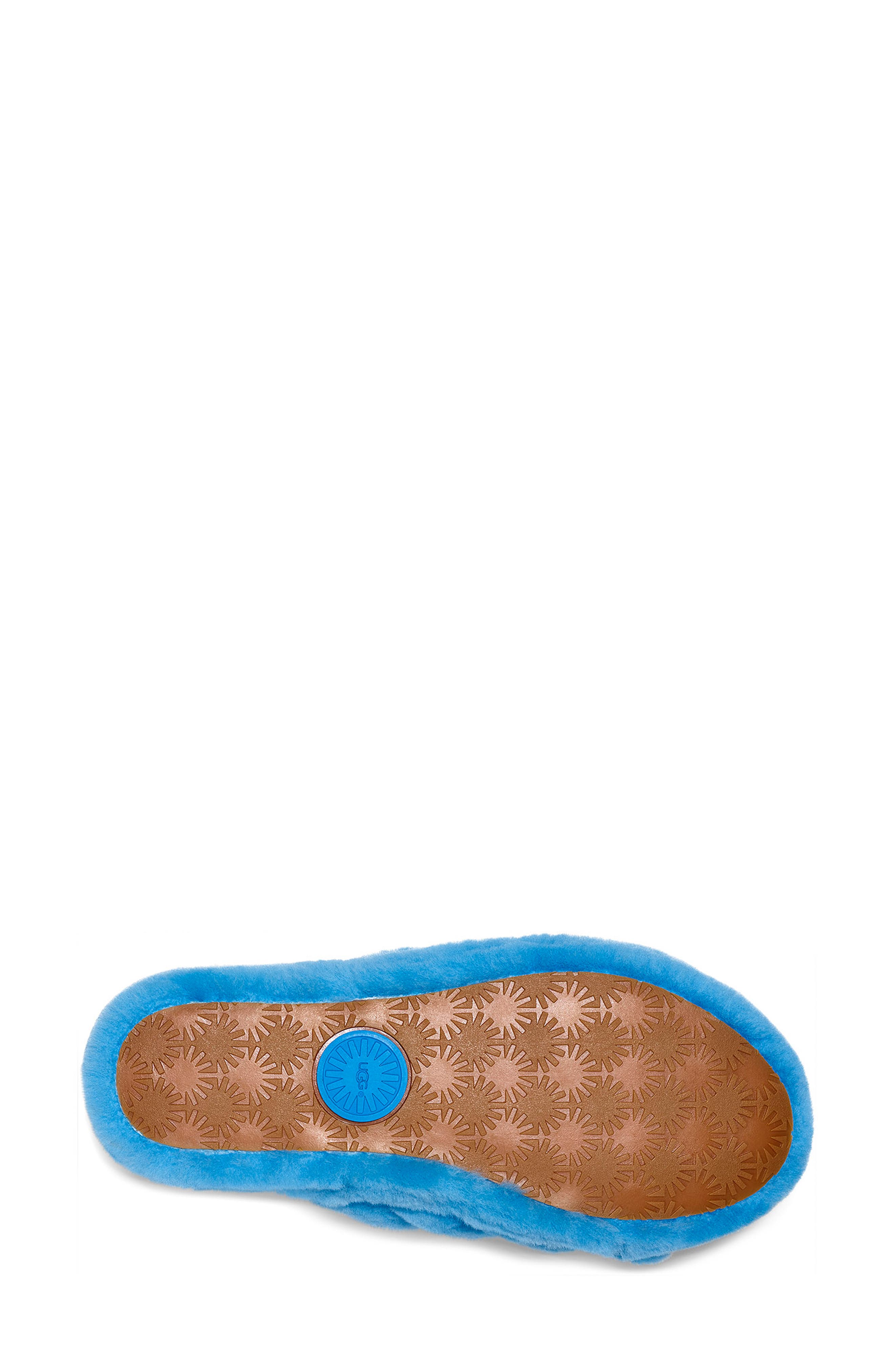 Fluff Yeah Genuine Shearling Slide, Alternate, color, NEON BLUE
