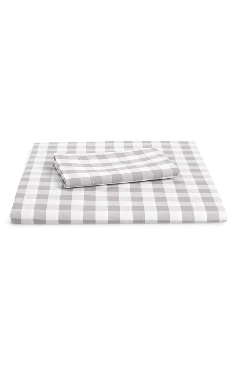 The White Company Reversible Gingham Twin Duvet Cover & Sham Set, Main, color, 