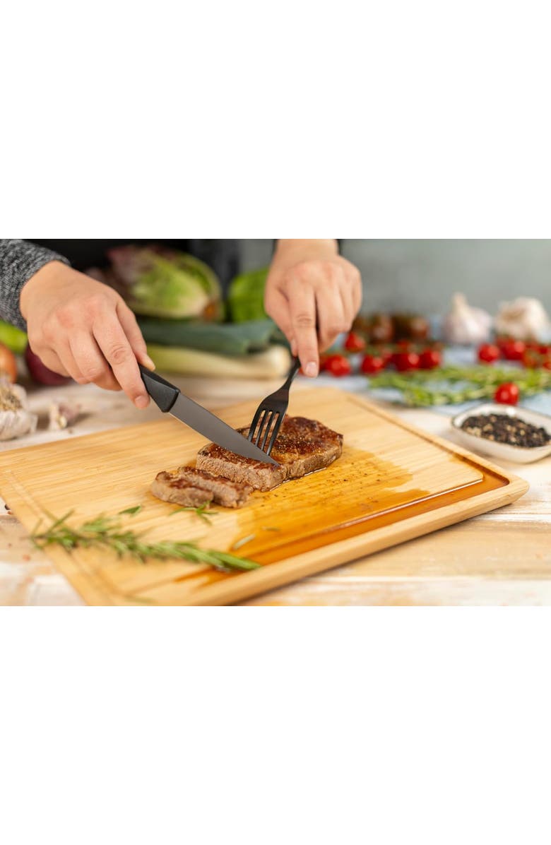 Kuhn Rikon ICED Steak Knife 4.13-Inch, Set of 4, Ice Hardened German Stainless Blade, Alternate, color, Black