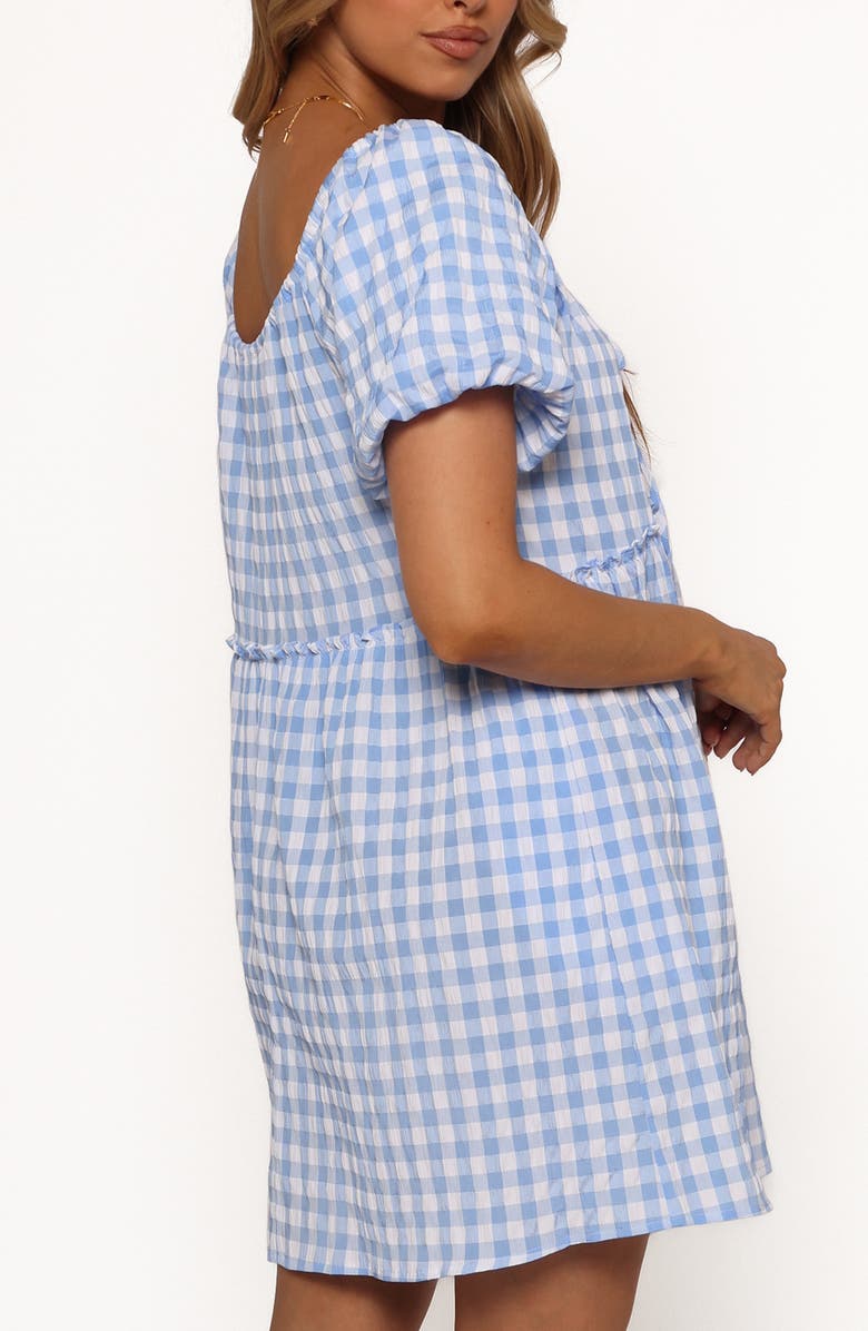 Petal & Pup Dorthea Gingham Cotton Blend Minidress, Alternate, color, Blue