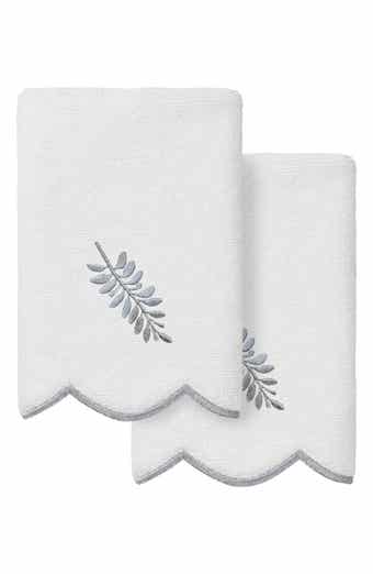 2-Piece Fern Toss Embroidered Turkish Cotton Fingertip Towel Set