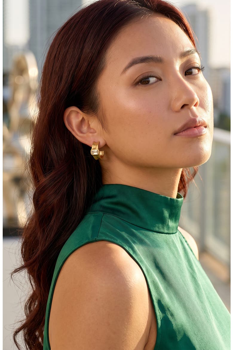 Nola Baguette Hoop Earrings, Alternate, color, GOLD