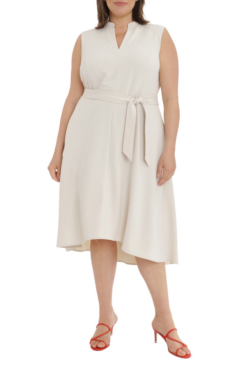 Seamed Sleeveless Fit & Flare Midi Dress, Main, color, HORN
