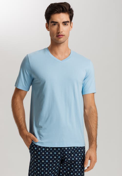 Hanro Living Shirts Cotton V-neck T-shirt In Blue